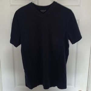 Navy Blue Structure Medium V-Neck T Shirt